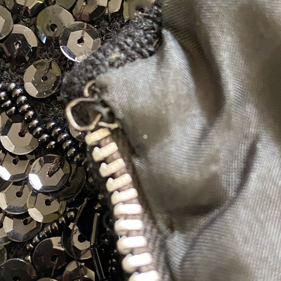 Vintage 80s Heavily Beaded/Sequined Black Wool Sleeveless Formal Evening Tank - Picture 11 of 13